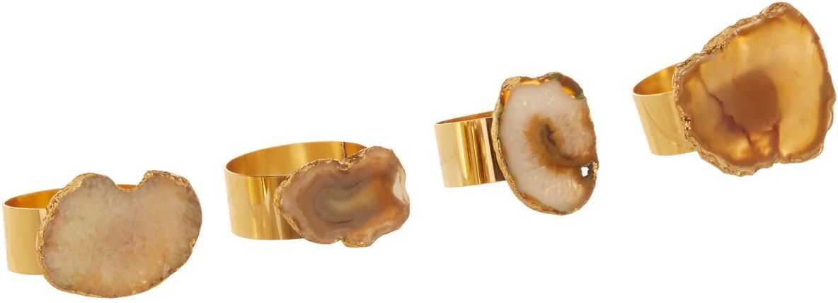 HoF Living Natural & Gold Agate Napkin Rings - Natural & Gold