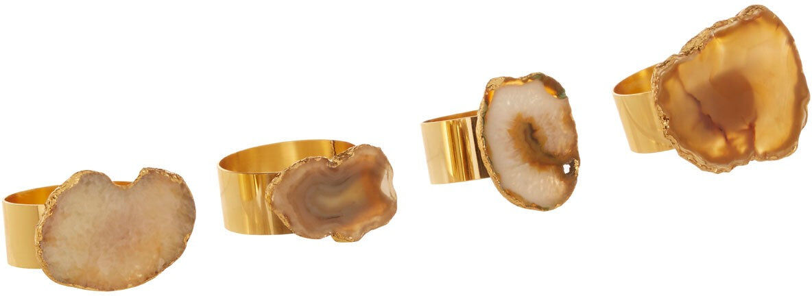 HoF Living Grey & Gold Agate Napkin Rings - Natural & Gold HoF Living Grey & Gold Agate Napkin Rings - Natural & Gold