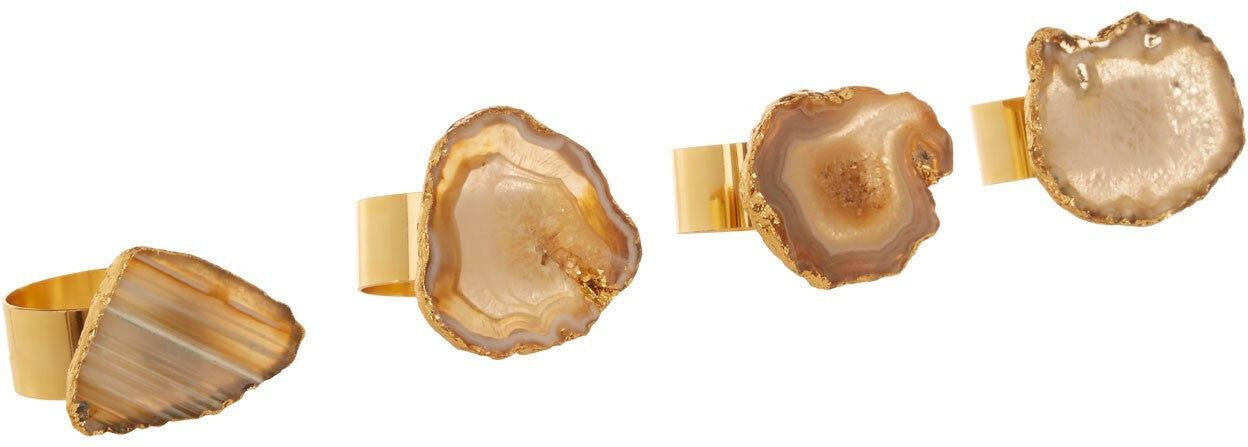 HoF Living Grey & Gold Agate Napkin Rings - Grey & Gold HoF Living Grey & Gold Agate Napkin Rings - Grey & Gold