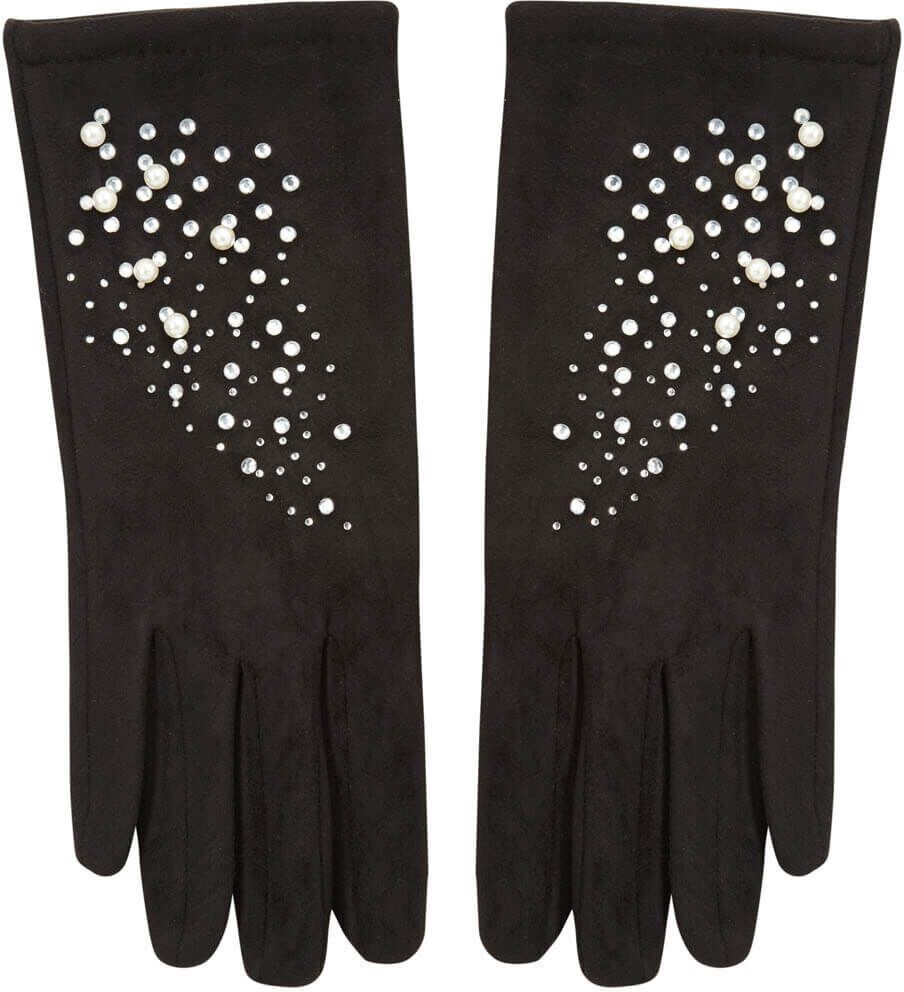 Roman Originals Suedette Diamante Gloves