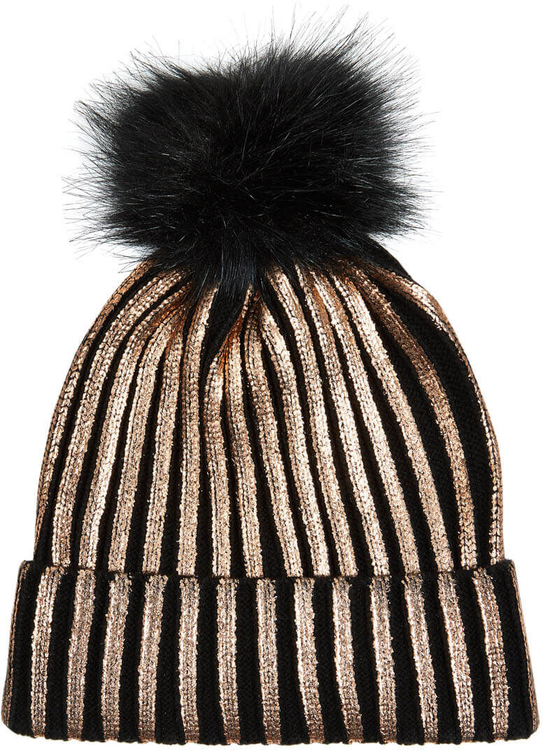 Roman Originals Foil Stripe Printed Bobble Hat Roman Originals Foil Stripe Printed Bobble Hat