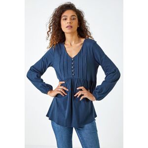 Roman Pleated Smock Tunic Top in Navy 20 female