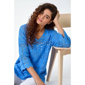 Roman Cotton Crochet Tunic Top in Light Blue 20 female