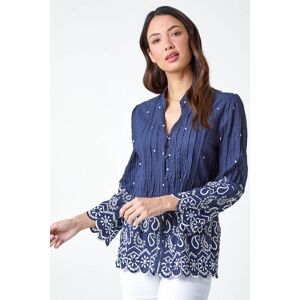 Roman Cotton Paisley Embroidered Blouse in Blue 20 female