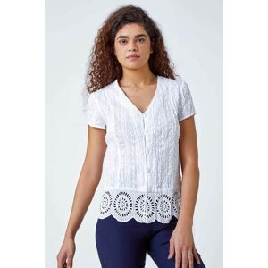 Roman Cotton Embroidered Crinkle Blouse in White 20 female