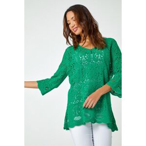 Roman Cotton Crochet Tunic Top in Jade 20 female