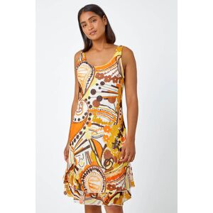 Roman Sleeveless Cotton Abstract Print Dress in Yellow 20 female