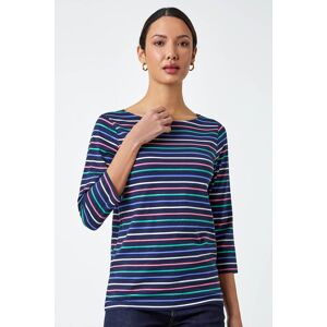 Roman Cotton Stripe Print Top in Navy 20 female