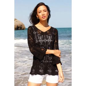 Roman Cotton Crochet Tunic Top in Black 20 female