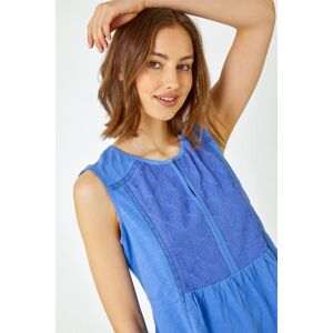 Roman Embroidered Peplum Cotton Vest in Blue 20 female