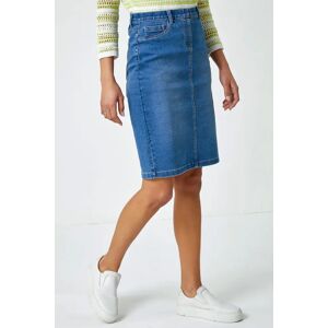 Roman Cotton Denim Stretch Skirt in Denim 20 female