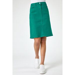 Roman Cotton Denim Stretch Skirt in Green 12 female