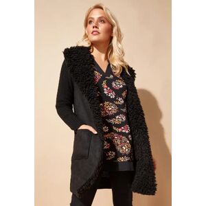 Roman Longline Faux Shearling Knit Coatigan in Black 20 female