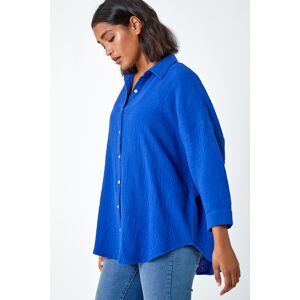 Roman Cotton Textured Button Shirt in Royal Blue 20 female