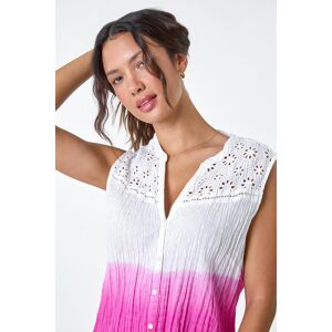 Roman Ombre Embroidered Crinkle Blouse in Cerise 20 female