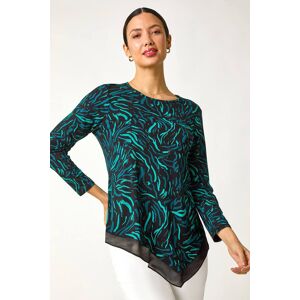 Roman Linear Print Chiffon Hem Stretch Top 14 female Roman Linear Print Chiffon Hem Stretch Top 14 female