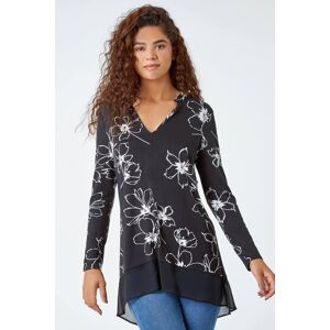 Roman Floral Print Chiffon Hem Stretch Top 12 female Roman Floral Print Chiffon Hem Stretch Top 12 female