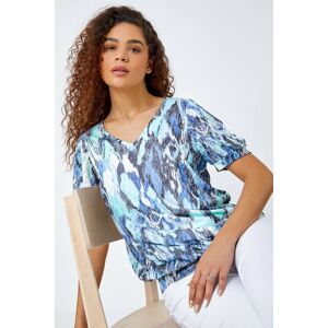 Roman Animal Burnout Print Blouson Stretch Top 14 female Roman Animal Burnout Print Blouson Stretch Top 14 female