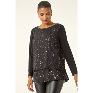 Roman Foil Print Chiffon Overlay Tunic Top 14 female Roman Foil Print Chiffon Overlay Tunic Top 14 female