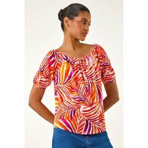 Roman Leaf Print Bardot Stretch Top 20 female Roman Leaf Print Bardot Stretch Top 20 female