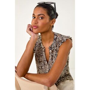 Roman Abstract Print Pintuck Frill Blouse 20 female Roman Abstract Print Pintuck Frill Blouse 20 female