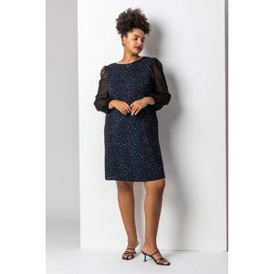 Roman Curve Glitter Leopard Print Mesh Sleeve Dress 30-32 female Roman Curve Glitter Leopard Print Mesh Sleeve Dress 30-32 female