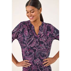 Roman Leaf Puff Print Stretch Shirt 20 female Roman Leaf Puff Print Stretch Shirt 20 female