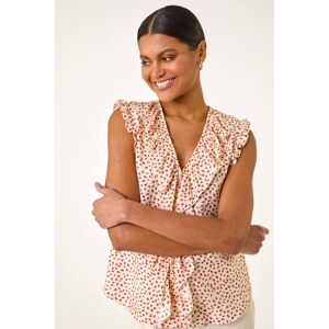 Roman Floral Print Ruffle Front Vest Top 10 female Roman Floral Print Ruffle Front Vest Top 10 female