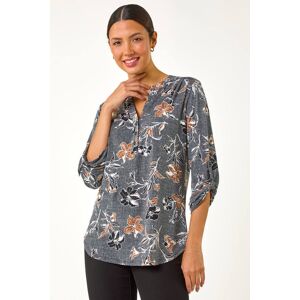 Roman Floral Textured Print Stretch Blouse 22 female Roman Floral Textured Print Stretch Blouse 22 female
