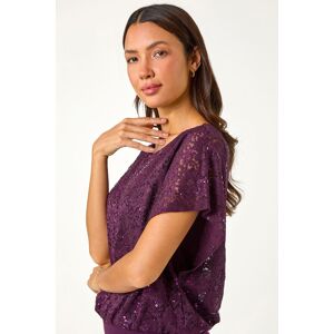 Roman Sequin Lace Overlay Stretch Top 18 female Roman Sequin Lace Overlay Stretch Top 18 female