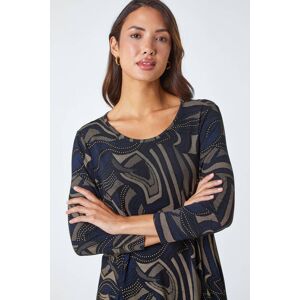 Roman Swirl Print Hanky Hem Stretch Top 12 female Roman Swirl Print Hanky Hem Stretch Top 12 female