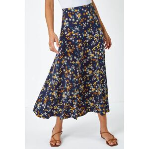 Roman Ditsy Floral Print Elastic Waist Midi Skirt 16 female Roman Ditsy Floral Print Elastic Waist Midi Skirt 16 female