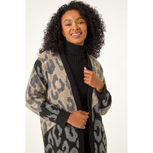 Roman Petite Animal Print Contrast Cardigan 14 female Roman Petite Animal Print Contrast Cardigan 14 female