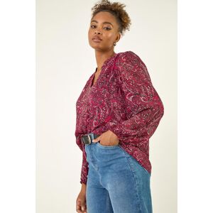 Roman Paisley Print Zip Front Top 16 female Roman Paisley Print Zip Front Top 16 female