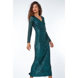 Roman Sequin Wrap Stretch Maxi Dress 18 female Roman Sequin Wrap Stretch Maxi Dress 18 female