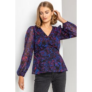 Roman Abstract Butterfly Print Frill Detail Blouse 10 female Roman Abstract Butterfly Print Frill Detail Blouse 10 female