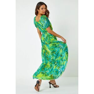 Roman Palm Print Chiffon Tiered Maxi Dress 12 female Roman Palm Print Chiffon Tiered Maxi Dress 12 female