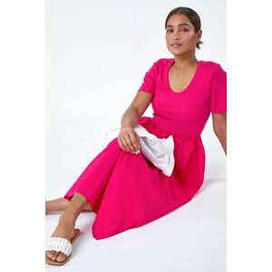 Roman Cotton Stretch Jersey Mix Midi Dress 10 female Roman Cotton Stretch Jersey Mix Midi Dress 10 female