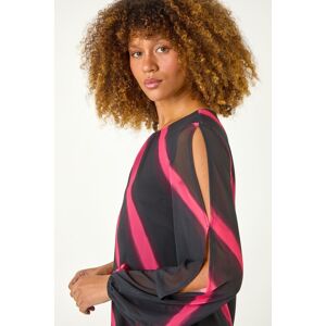 Roman Stripe Print Mesh Overlay Top 18 female Roman Stripe Print Mesh Overlay Top 18 female