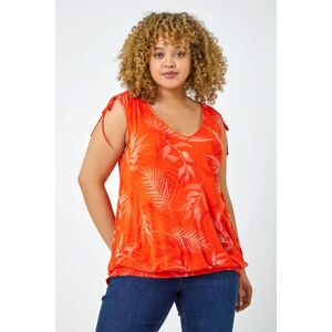 Roman Curve Leaf Print V-Neck Blouson Top 30-32 female Roman Curve Leaf Print V-Neck Blouson Top 30-32 female
