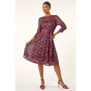 Roman Metallic Lace Stretch Dress 14 female Roman Metallic Lace Stretch Dress 14 female