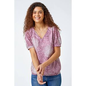 Roman Abstract Circle Print V-Neck Blouson Top 10 female Roman Abstract Circle Print V-Neck Blouson Top 10 female