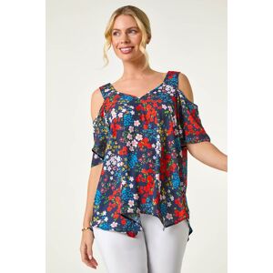 Roman Petite Floral Cold Shoulder Top 18 female Roman Petite Floral Cold Shoulder Top 18 female