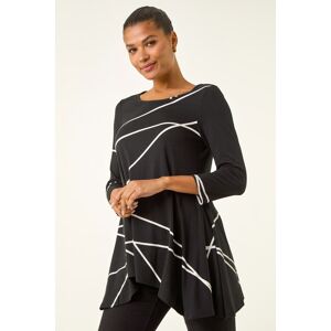 Roman Linear Print Hanky Hem Top 10 female Roman Linear Print Hanky Hem Top 10 female