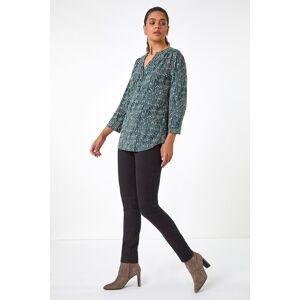 Roman Textured Abstract Print V-Neck Stretch Shirt 14 female Roman Textured Abstract Print V-Neck Stretch Shirt 14 female