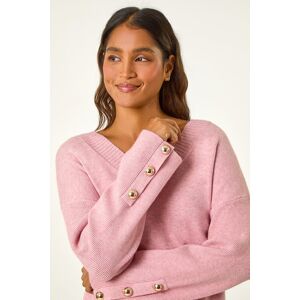 Roman Button Detail V-Neck Jumper 14 female Roman Button Detail V-Neck Jumper 14 female