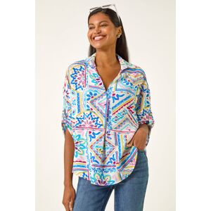 Roman Tile Print Collared Shirt 16 female Roman Tile Print Collared Shirt 16 female