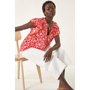 Roman Floral Print Frill Sleeve Tie Top 10 female Roman Floral Print Frill Sleeve Tie Top 10 female