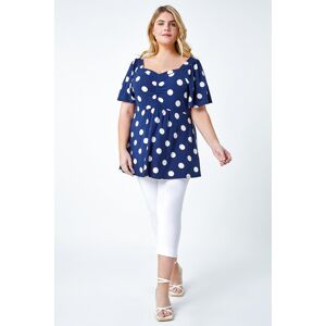 Roman Curve Polka Dot Peplum Stretch Top 30-32 female Roman Curve Polka Dot Peplum Stretch Top 30-32 female