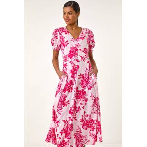Roman Floral Print Button Through Midi Dress 16 female Roman Floral Print Button Through Midi Dress 16 female